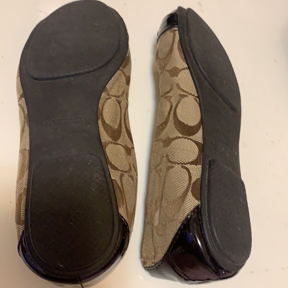 COACH CARLY MONOGRAM JACQUARD BALLET FLATS LEATHER TRIM SZ 6 - Picture 6 of 10